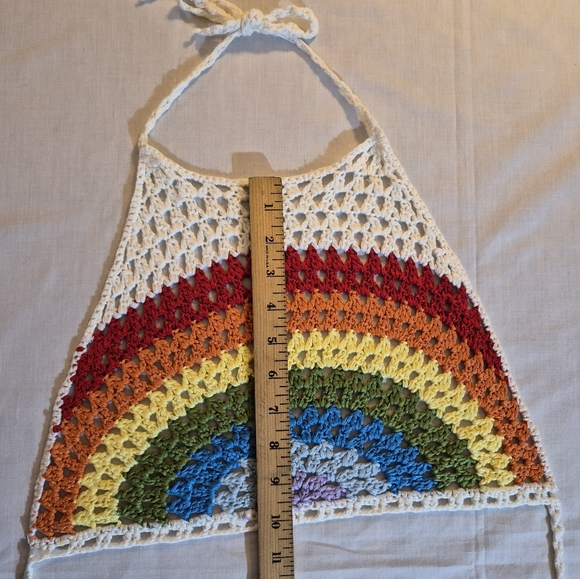 Colorful Crochet Rainbow Halter Top OS Boho - Picture 6 of 8